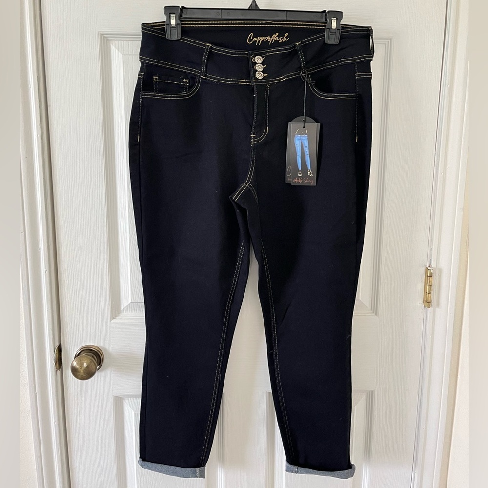 Copperflash Dark Blue Curvy Ankle Skinny Jeans